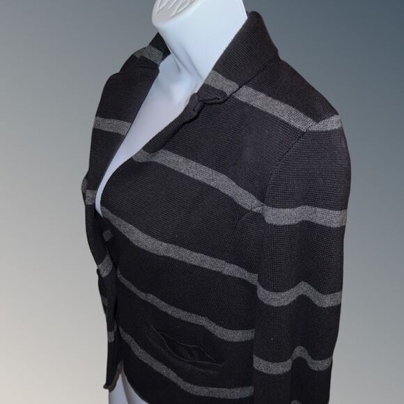 Loft Navy & Gray Strip Knit Waist Jacket Size Small - Picture 6 of 7